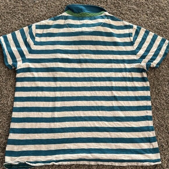 Ted Baker Extra Large White Blue Stripe Short Sleeve Polo - Picture 6 of 7
